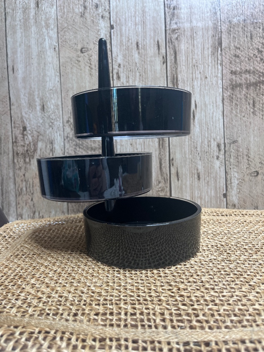 Vintage Black 3-Tier Rotating Organizer Carousel Desk Storage Caddy 9.25”